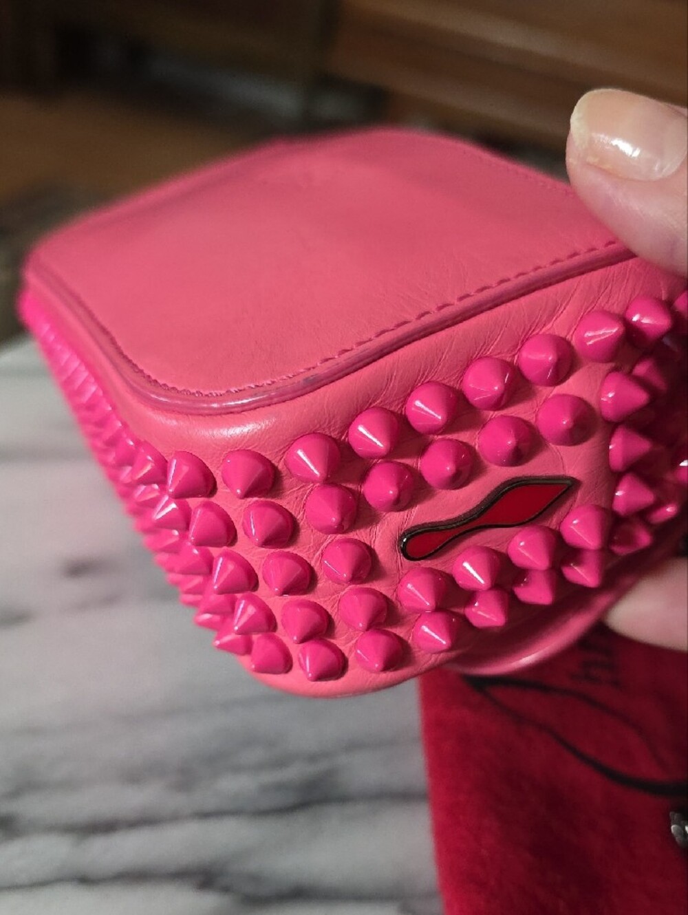 Christian Louboutin "Sweet Charity" Hot Pink Spike-Trim Bow Crossbody Bag 💖 - Picture 13 of 17